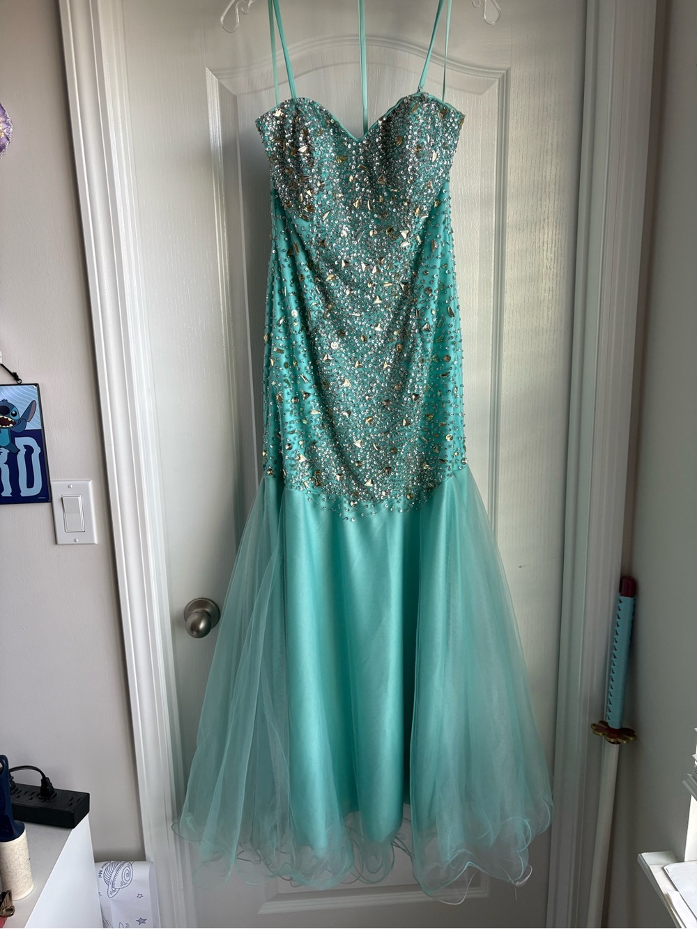 Colors Sparkling Aqua Mermaid Prom Dress